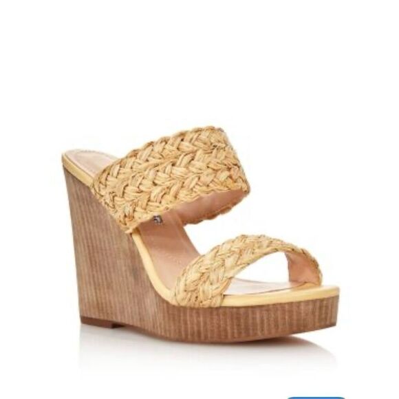 Charles David Women's Tifa Raffia Wedge Sandals sz 7.5 - Picture 1 of 9